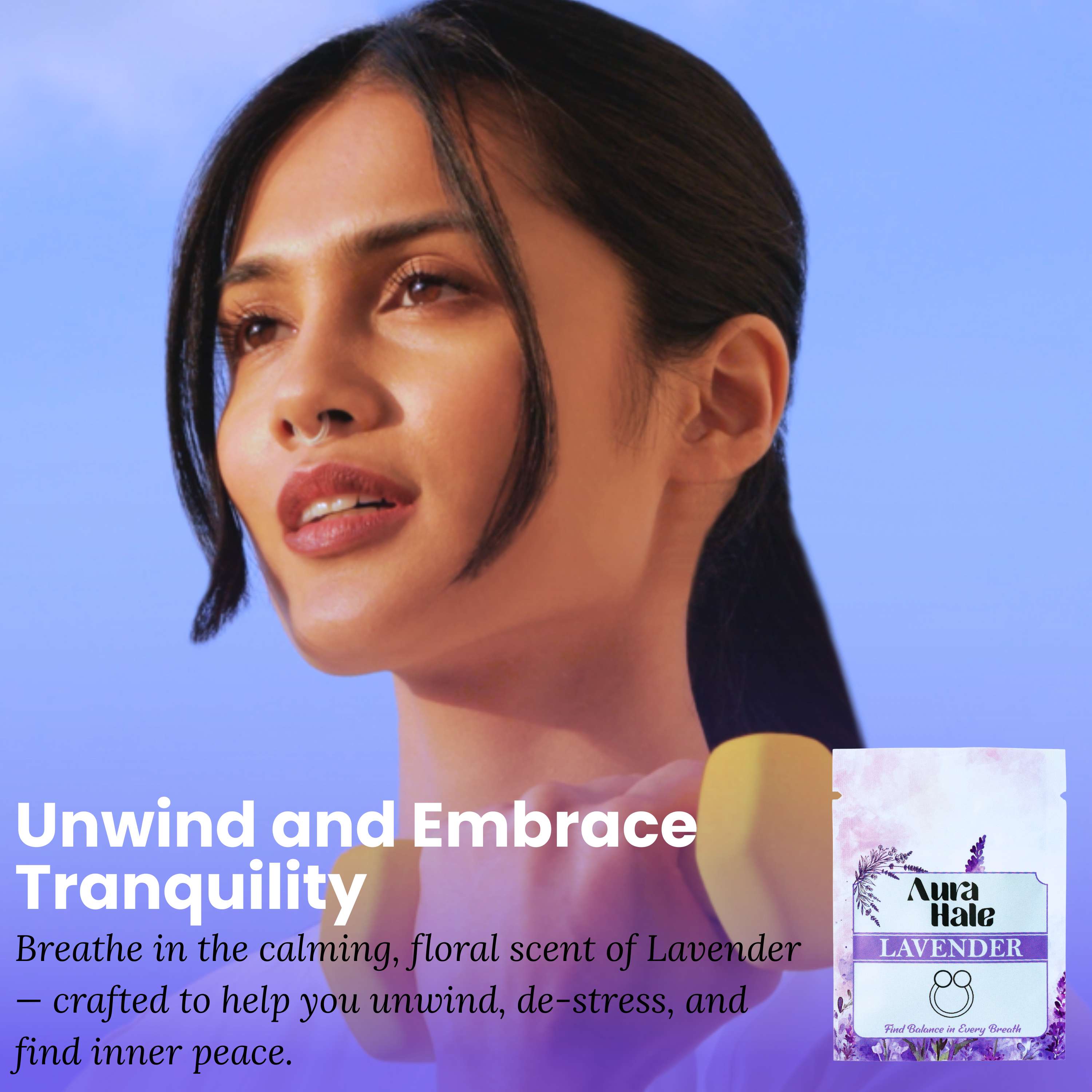 Lavender Scent (1x Nasal Diffuser) – Essential Oil Infused Nose Ring for Peaceful Sleep, Balanced Mind & Stress Relief