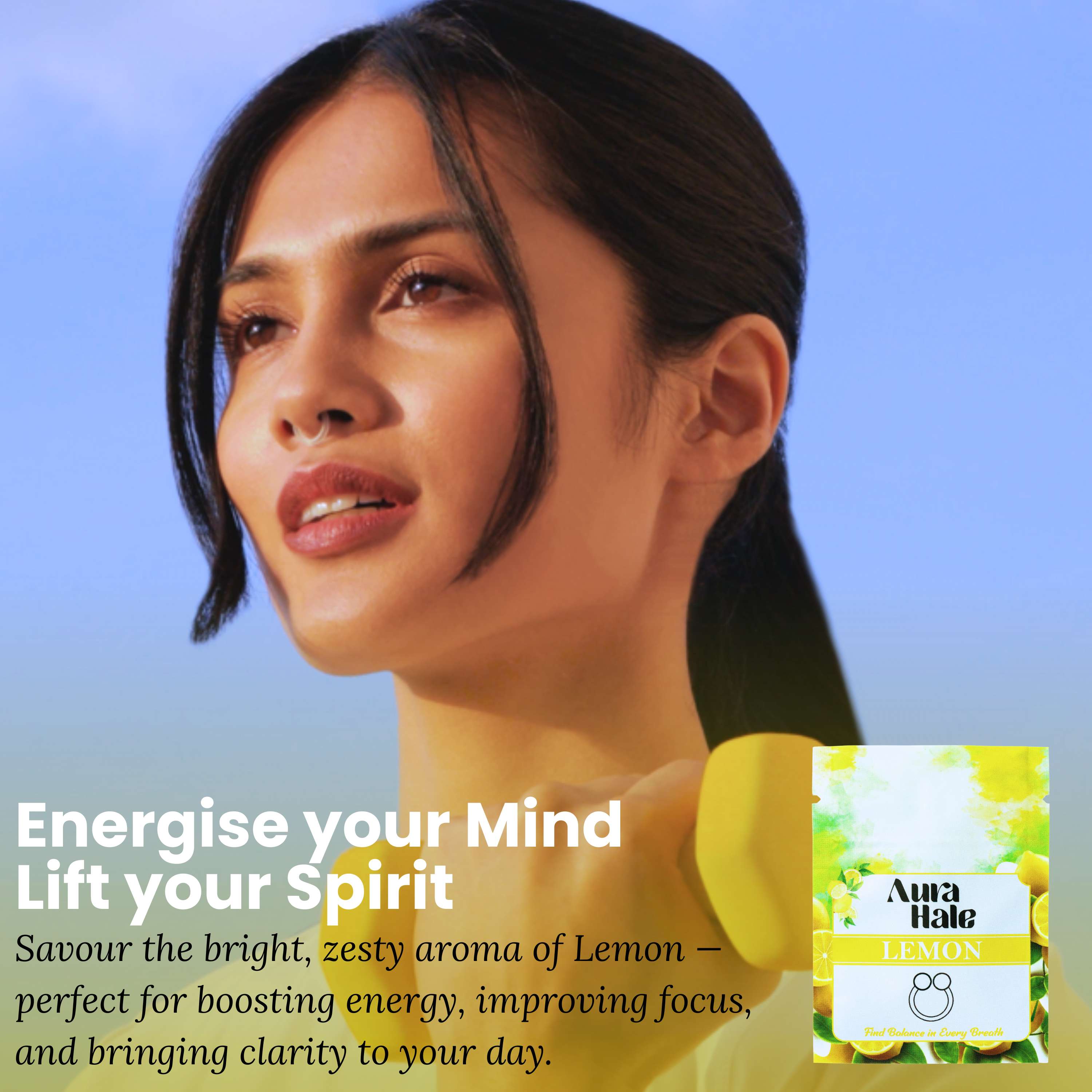 Lemon Scent (1x Nasal Diffuser) – Essential Oil Infused Nose Ring for Bright Mood, Sharp Mind & Immune Support