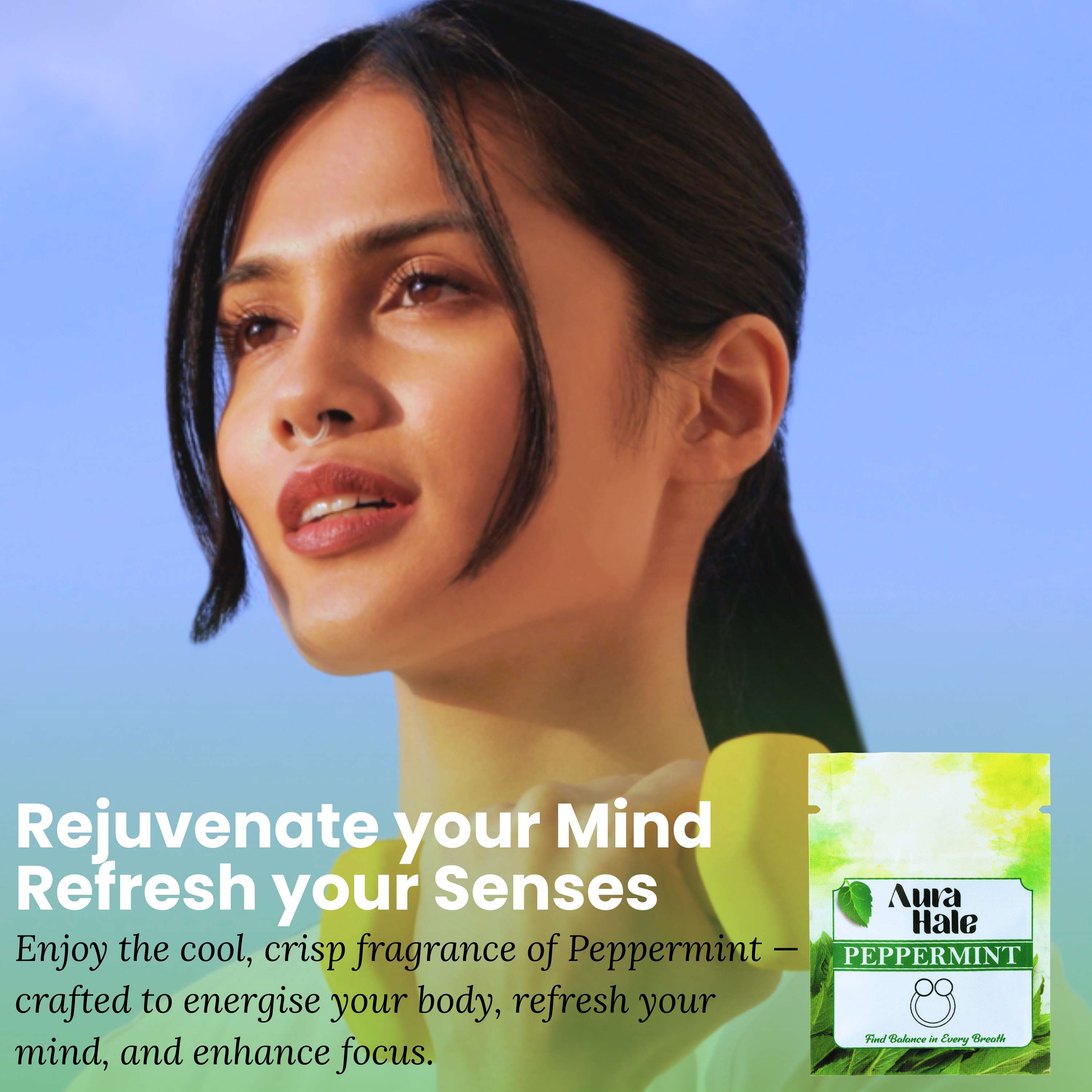 Peppermint Scent (1x Nasal Diffuser) – Essential Oil Infused Nose Ring for Vibrant Focus, Stress Relief & Fresh Breaths