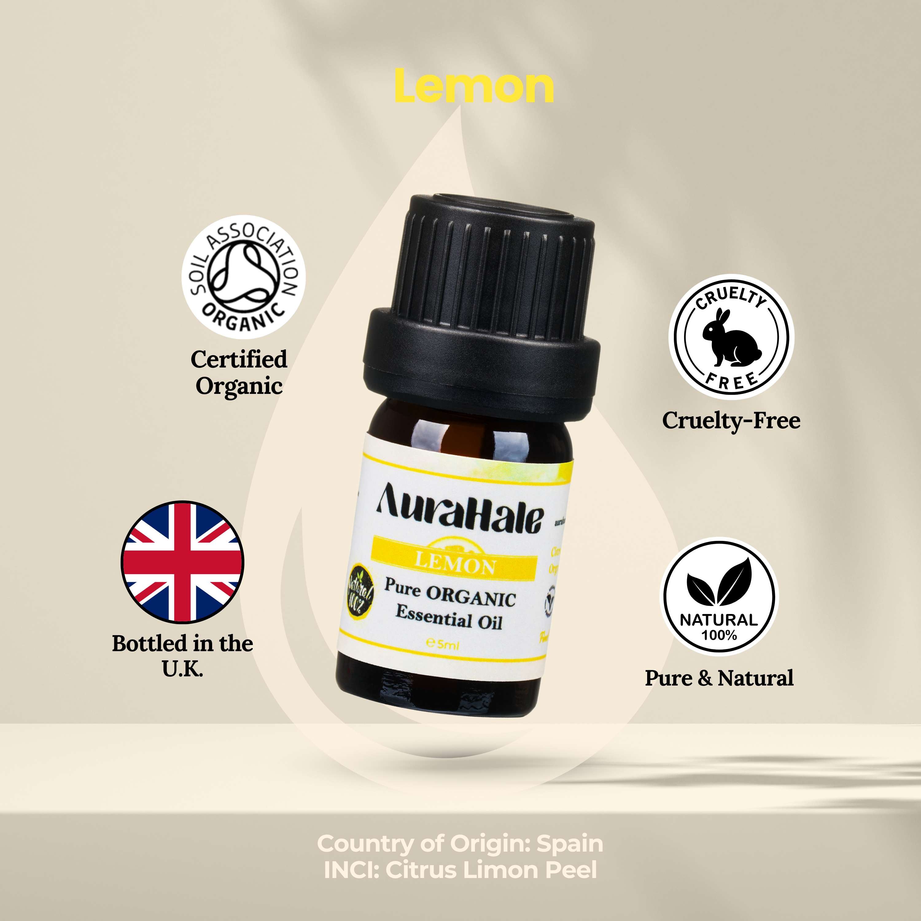 Lemon Essential Oil – Organic, Natural, Pure (5ml)
