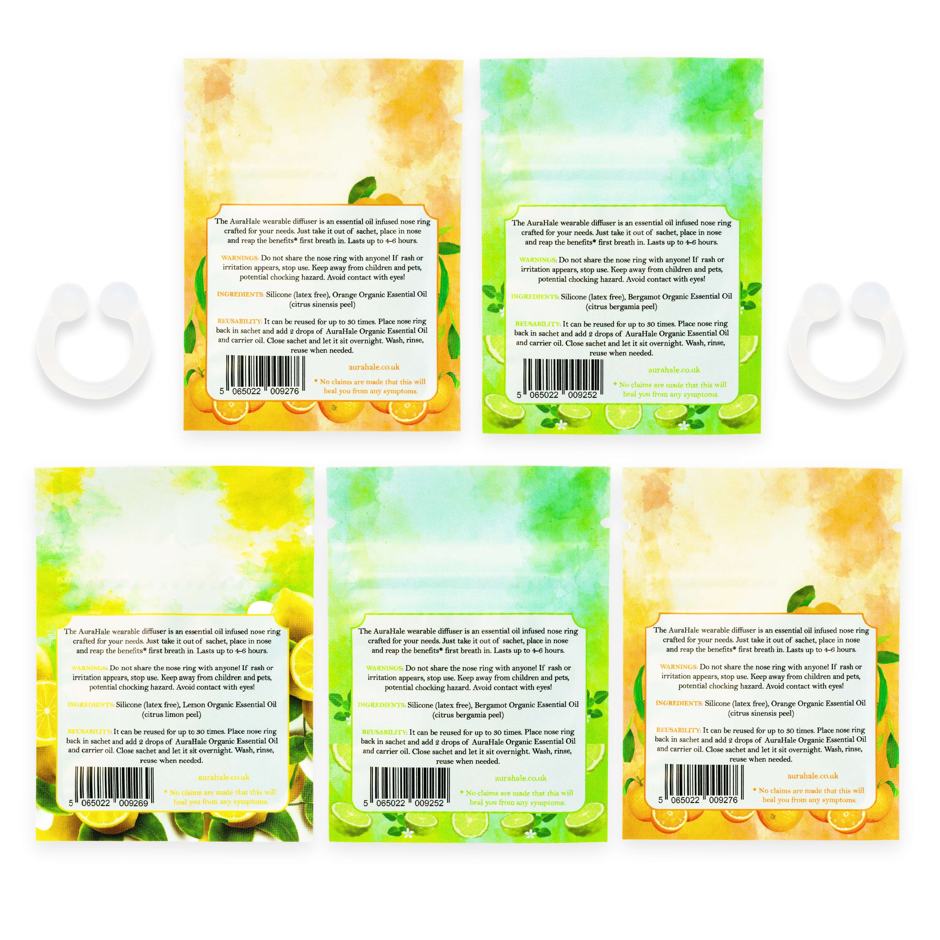Citrus Pack 5x Nasal Diffusers – Organic, Natural, Pure