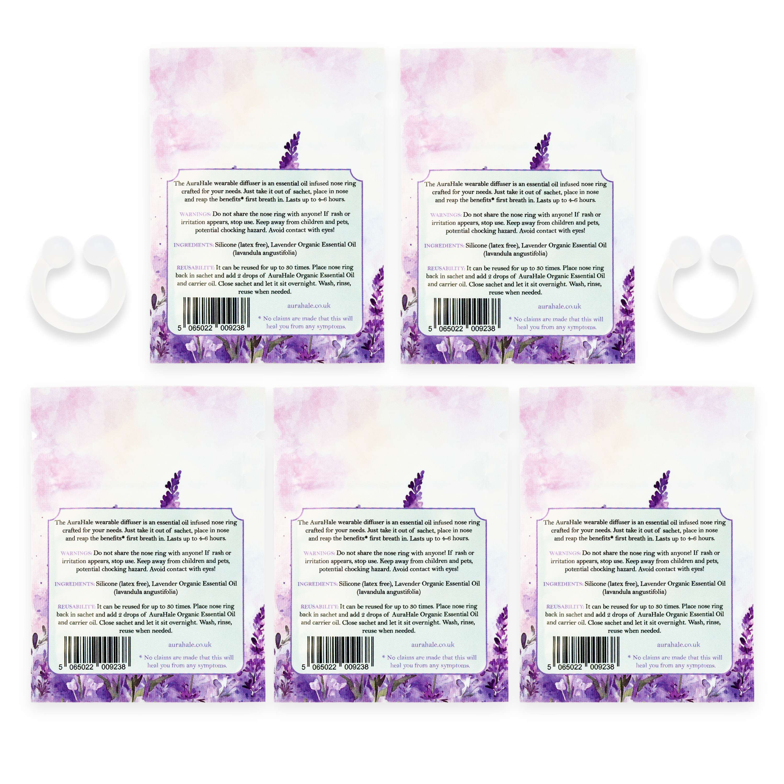 Lavender Pack 5x Nasal Diffusers – Organic, Natural, Pure